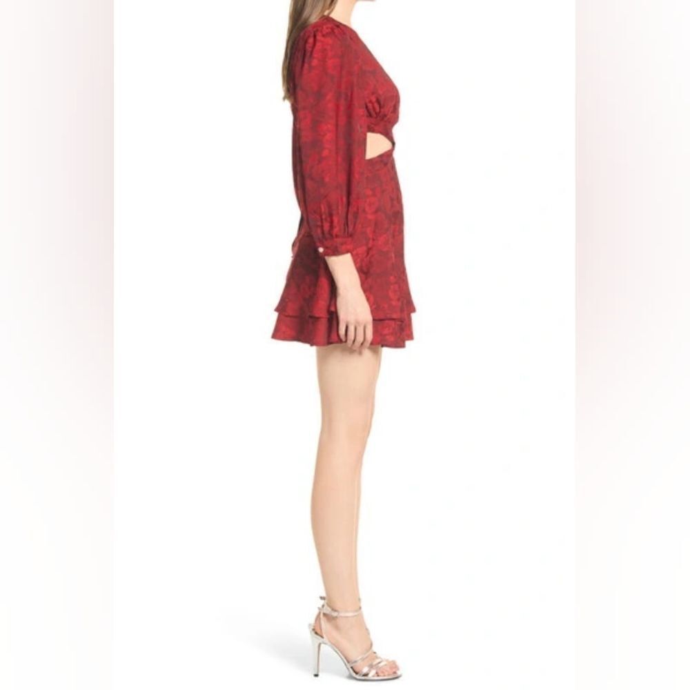 Rahi  Red Floral Print Cutout Long Sleeve Mini Dress  NWOT - Picture 4 of 10